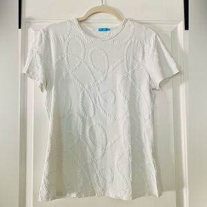 J. McLaughlin white raised rope design Short Sleeve Top